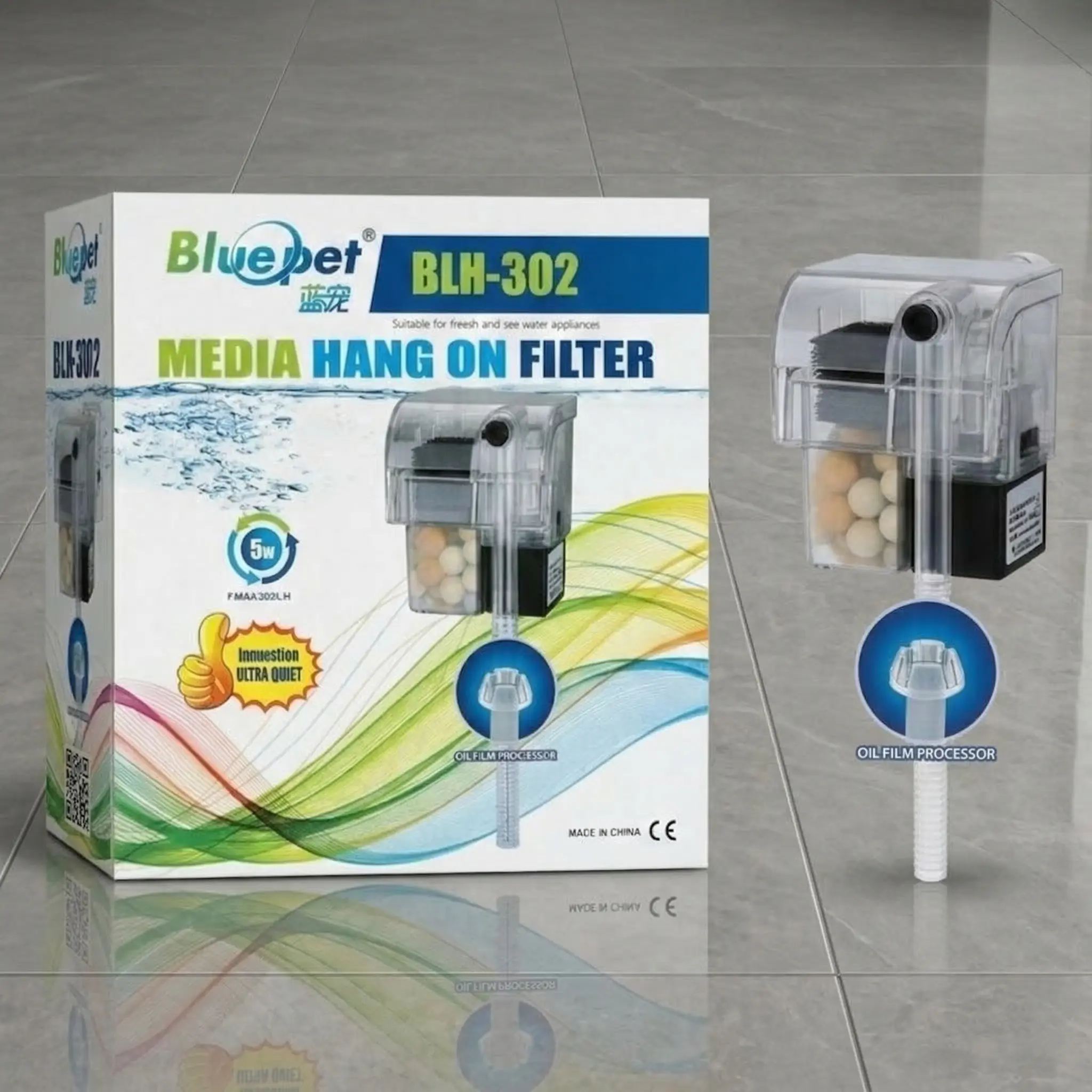 Blue Pet BLH-302 Aquarium Hang On Filter — 5W